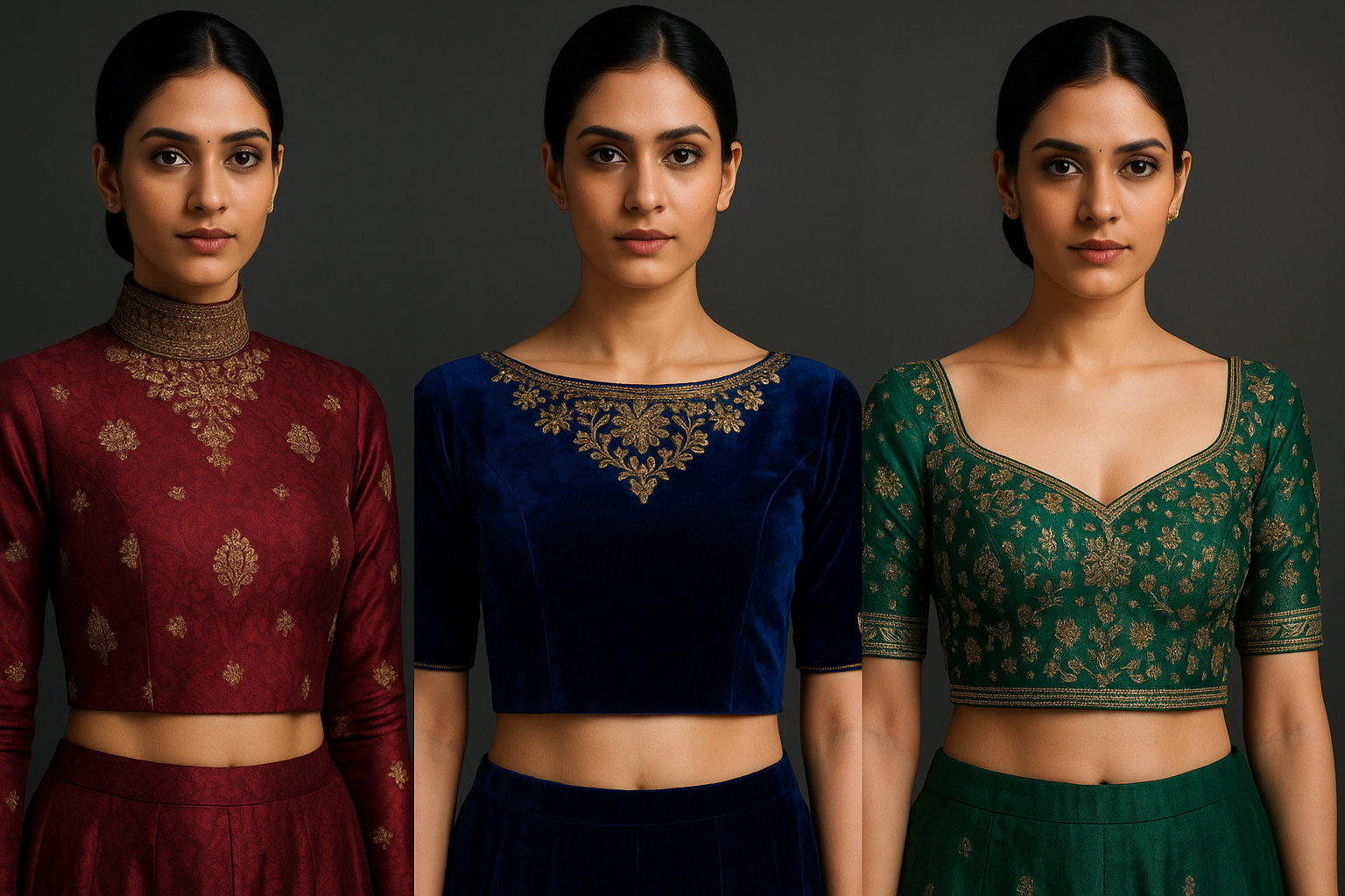 AI Generated - High Neck/Boat Neck/Sweetheart Neck Designs