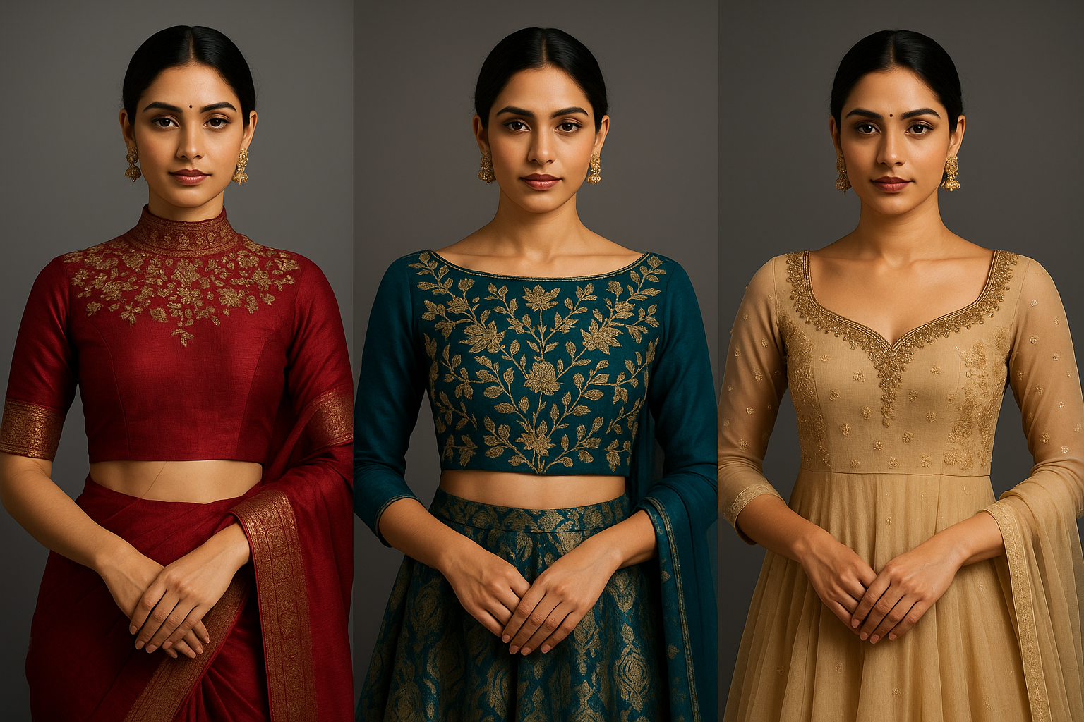 AI Generated - High Neck/Boat Neck/Sweetheart Neck Designs