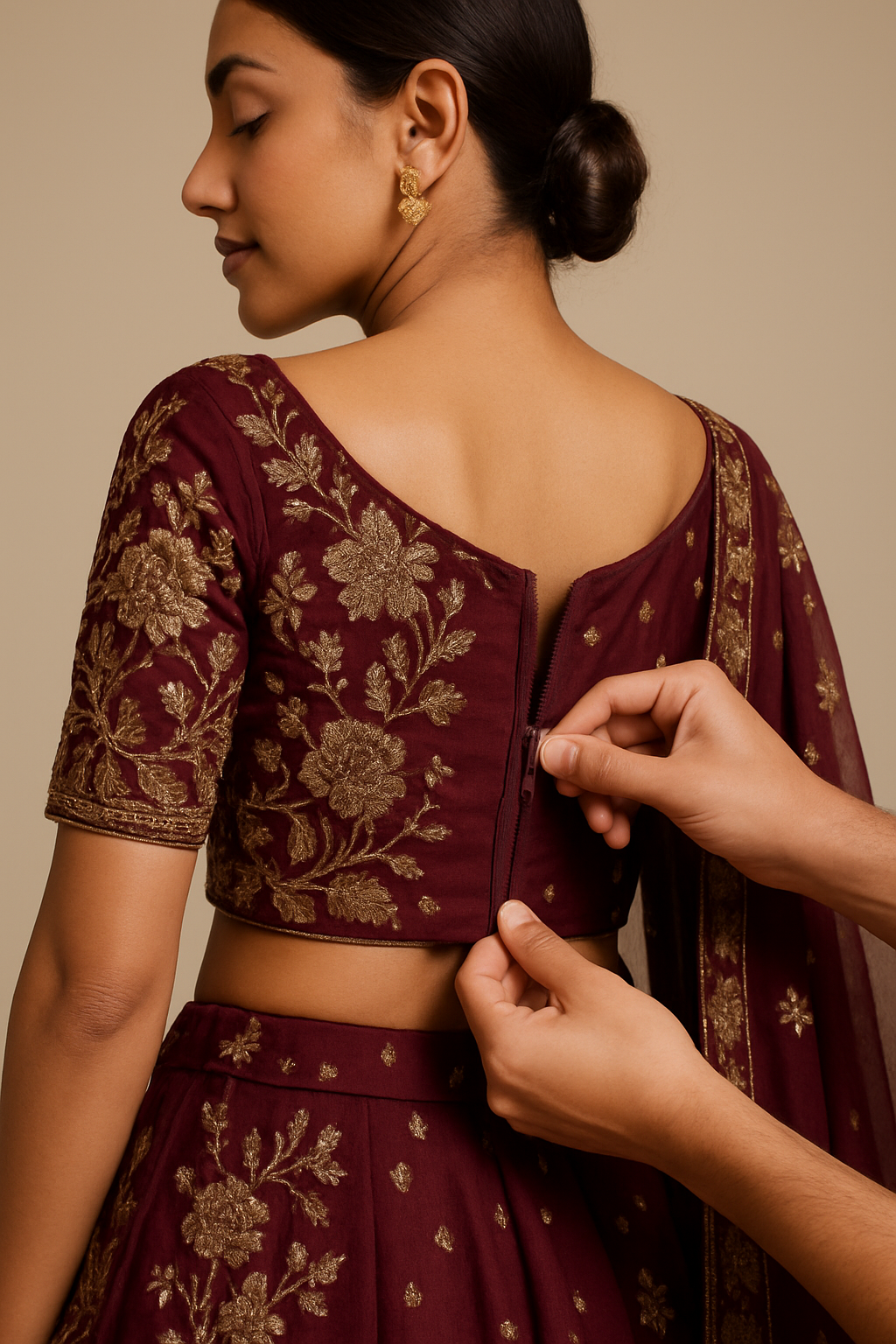 AI Generated - Side/Back Zip Insertion