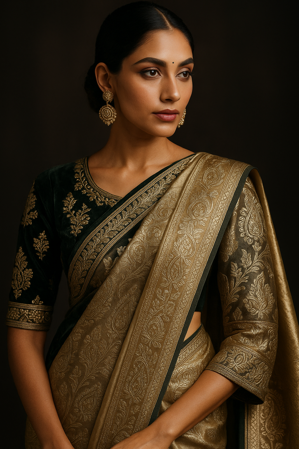 AI Generated - Zari Work (Metallic Thread Embroidery)