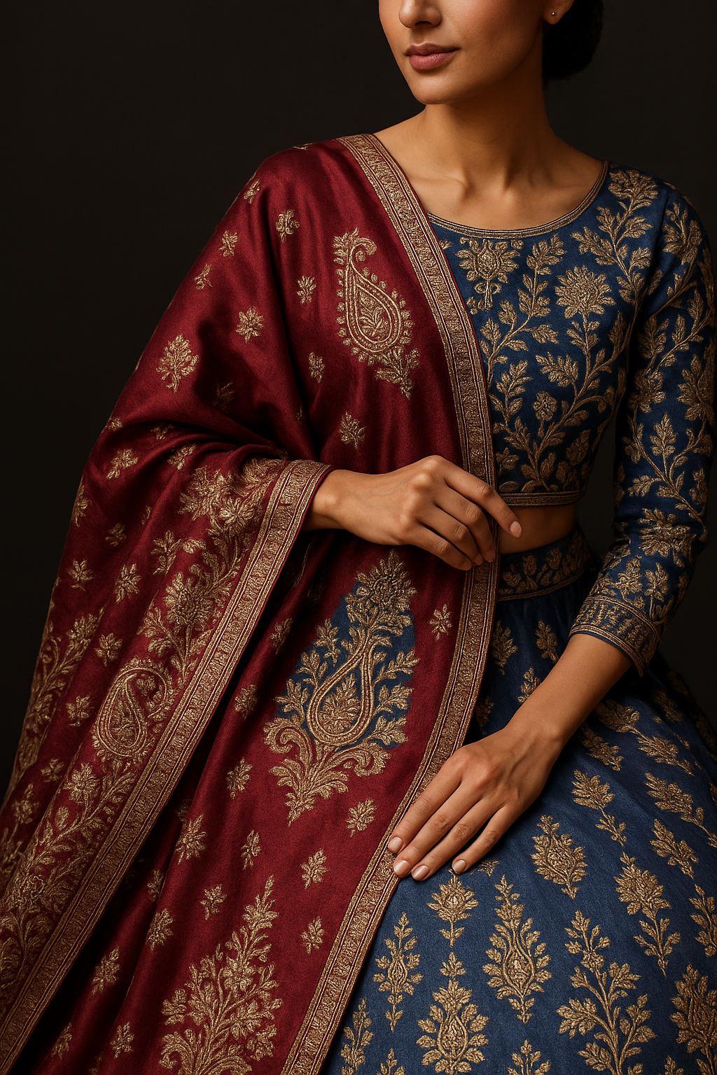 AI Generated - Zari Work (Metallic Thread Embroidery)