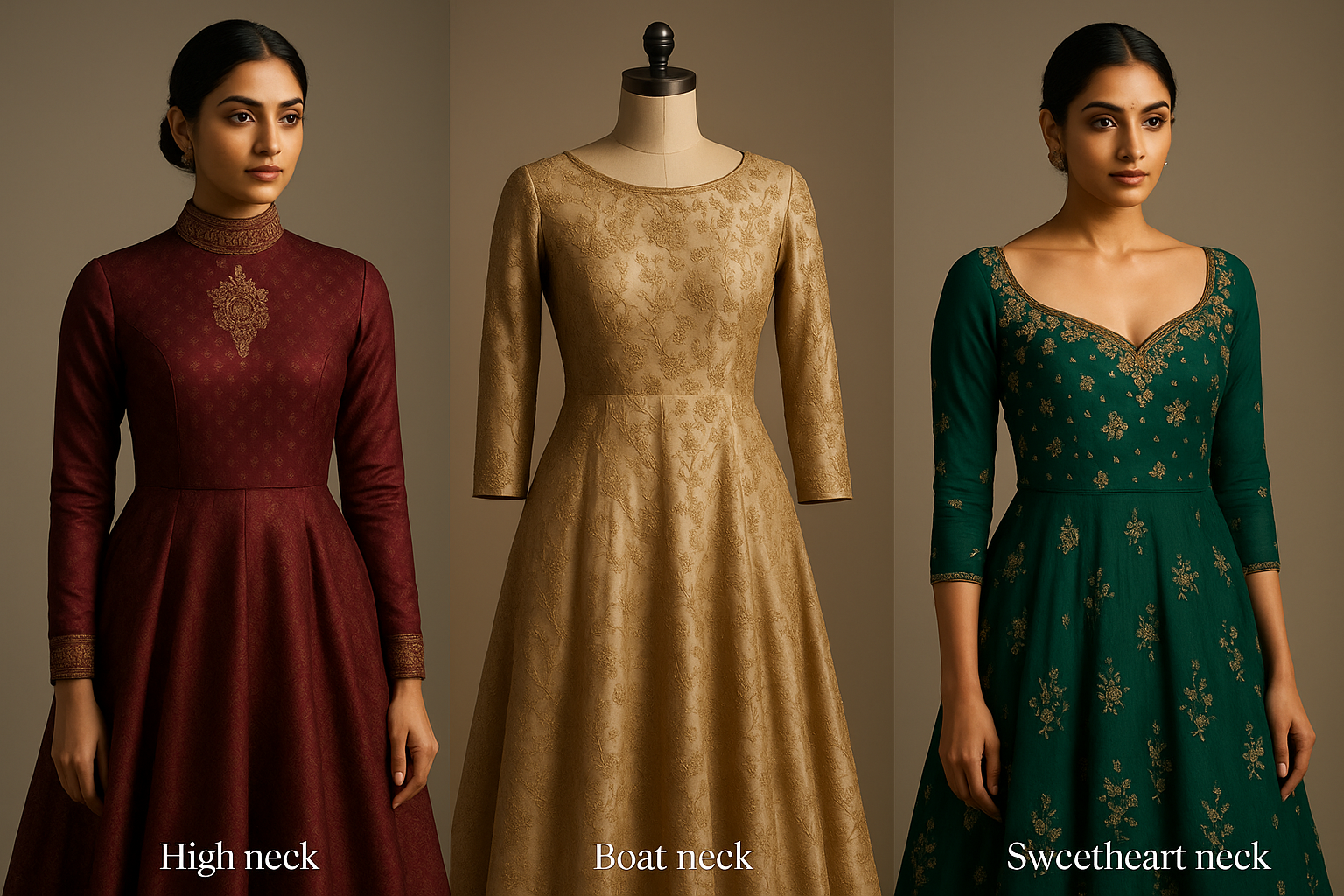 AI Generated - High Neck/Boat Neck/Sweetheart Neck Designs