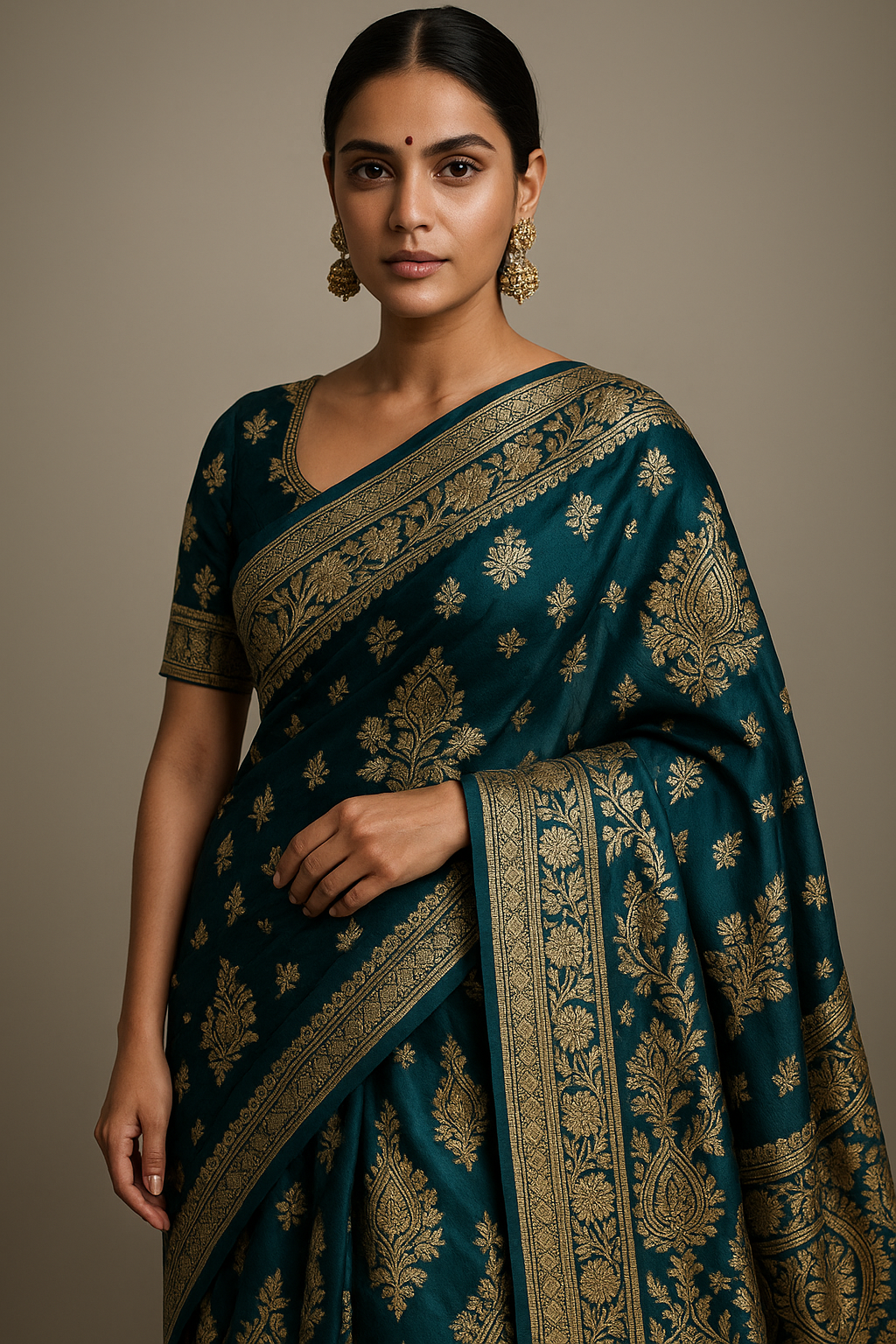 AI Generated - Zari Work (Metallic Thread Embroidery)