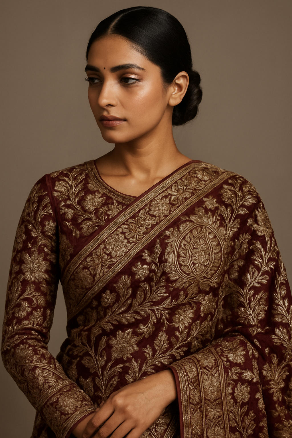 AI Generated - Zari Work (Metallic Thread Embroidery)